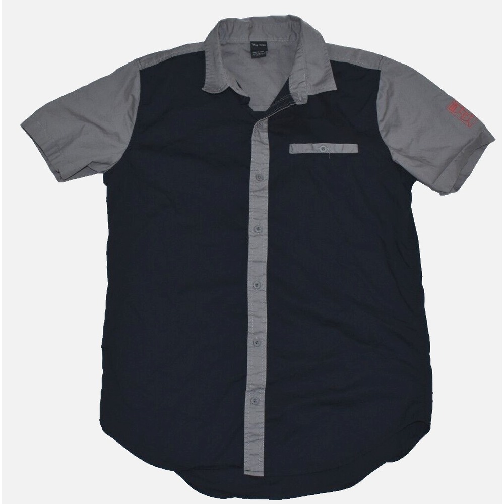 Disney Pixar Baymax Big Hero 6 Men's Shirt Size S Button Down Gray/Black Short S
